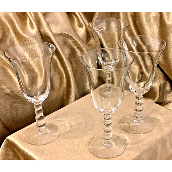 Imperial Crystal Candlewick #3400 7.5” Goblet Ball Stem Glasses 9 oz 4pc 1958 - Picture 2 of 8